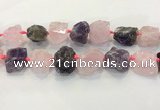 CNG3574 18*20mm - 25*30mm nuggets rough amethyst & rose quartz beads