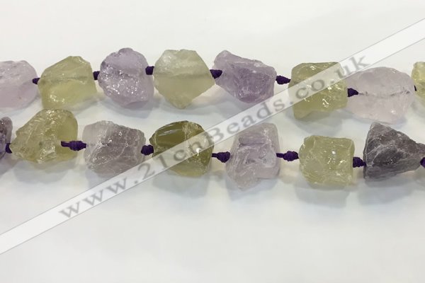 CNG3575 18*20mm - 25*30mm nuggets rough amethyst & lemon quartz beads