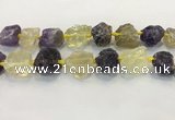 CNG3576 18*20mm - 25*30mm nuggets rough amethyst & lemon quartz beads