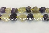 CNG3576 18*20mm - 25*30mm nuggets rough amethyst & lemon quartz beads