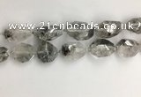 CNG3585 15*25mm - 20*30mm faceted nuggets black rutilated quartz beads