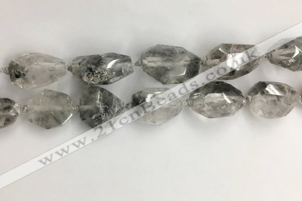 CNG3585 15*25mm - 20*30mm faceted nuggets black rutilated quartz beads