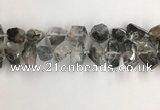 CNG3586 15*20mm - 15*30mm faceted nuggets black rutilated quartz beads