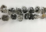 CNG3587 15*20mm - 18*25mm nuggets black & white rutilated quartz beads