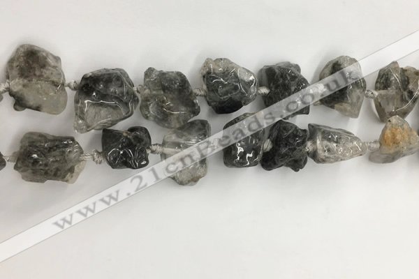 CNG3587 15*20mm - 18*25mm nuggets black & white rutilated quartz beads