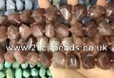 CNG3606 13*20mm - 15*24mm faceted nuggets strawberry quartz beads