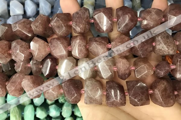 CNG3606 13*20mm - 15*24mm faceted nuggets strawberry quartz beads