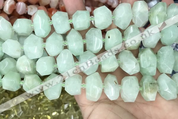 CNG3608 15.5 inches 13*20mm - 15*24mm faceted nuggets light prehnite beads