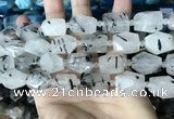 CNG3616 13*17mm - 18*22mm faceted nuggets black rutilated quartz beads