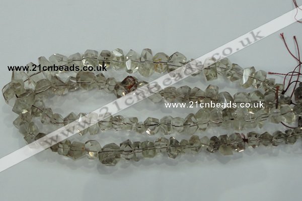 CNG366 15.5 inches 10*20mm faceted nuggets smoky quartz beads