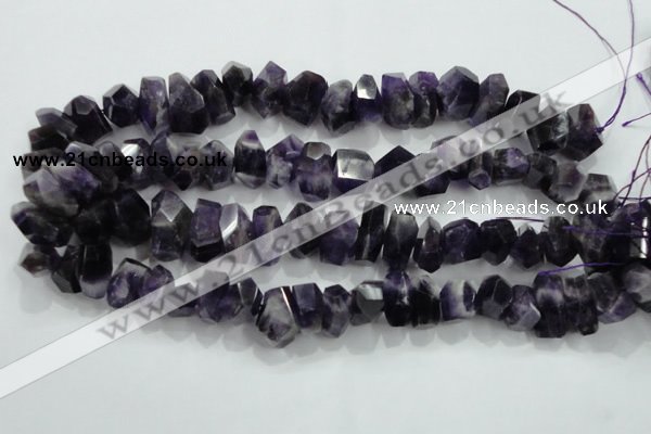 CNG367 15.5 inches 10*20mm faceted nuggets amethyst beads