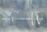 CNG368 15.5 inches 10*20mm faceted nuggets blue chalcedony beads