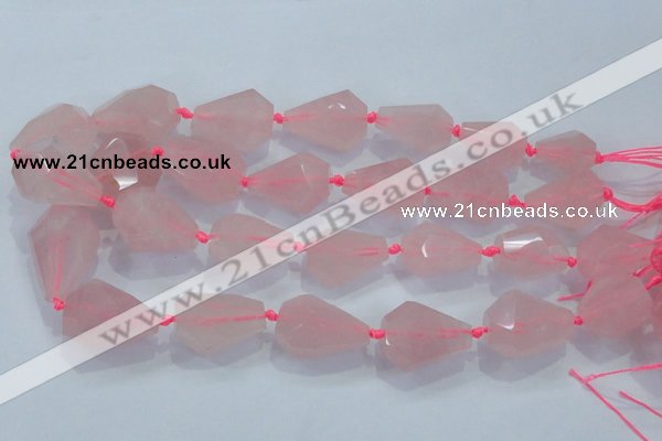 CNG384 15.5 inches 15*20mm – 25*30mm faceted nuggets rose quartz beads