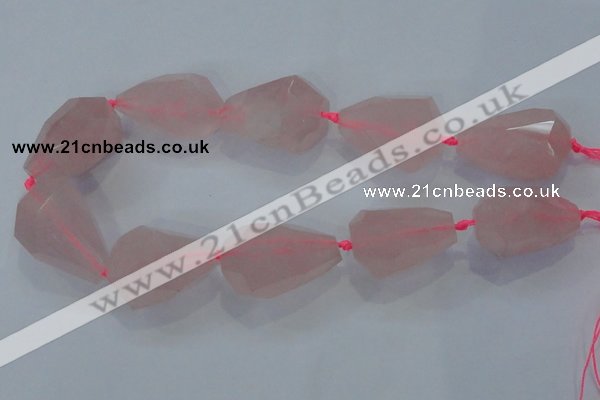 CNG385 15.5 inches 20*30mm – 25*35mm faceted nuggets rose quartz beads