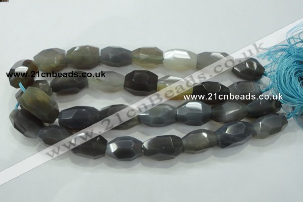 CNG394 15.5 inches 16*26mm faceted nuggets grey agate beads