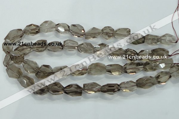 CNG401 15.5 inches 15*20mm faceted nuggets smoky quartz beads