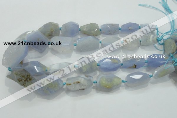 CNG404 15.5 inches 15*20mm - 18*30mm faceted nuggets blue chalcedony beads