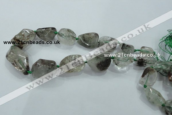 CNG418 15.5 inches 15*18mm - 25*38mm nuggets green-phantom beads