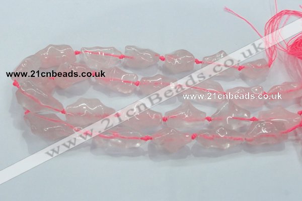 CNG422 15.5 inches 15*20mm - 22*34mm nuggets rose quartz beads