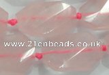 CNG480 15.5 inches 20*30mm twisted & faceted nuggets rose quartz beads