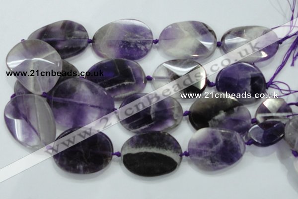 CNG485 20*30mm - 35*45mm twisted & faceted nuggets amethyst beads