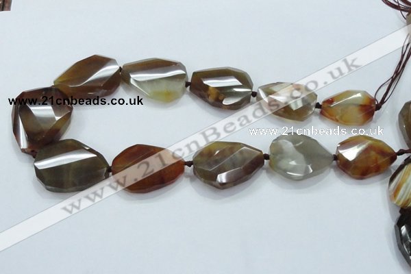 CNG488 20*25mm – 30*42mm twisted & faceted nuggets agate beads