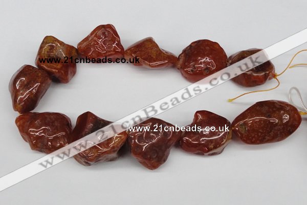 CNG49 15.5 inches 28*32mm nuggets red agate gemstone beads