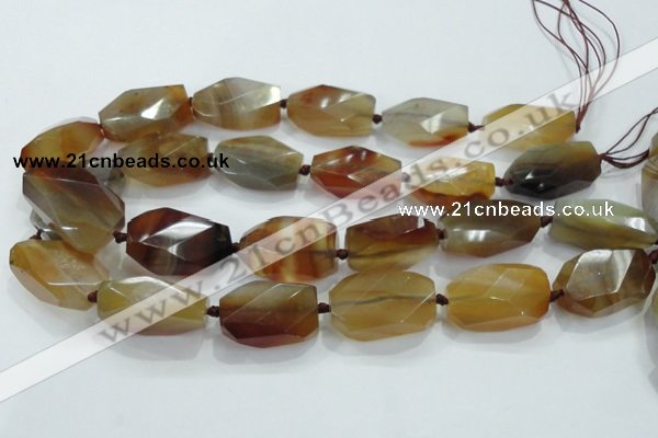 CNG490 15 inches 18*32mm twisted & faceted nuggets agate beads