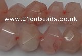 CNG5005 15.5 inches 12*16mm - 15*20mm faceted nuggets rose quartz beads