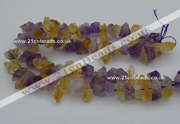 CNG5015 15.5 inches 12*18mm - 15*25mm nuggets amethyst & citrine beads