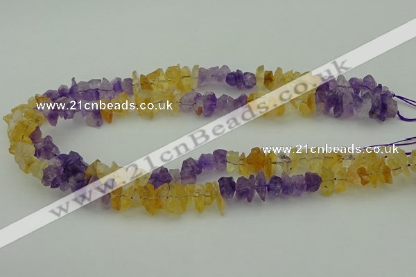 CNG5045 15.5 inches 4*8mm - 6*15mm nuggets amethyst & citrine beads