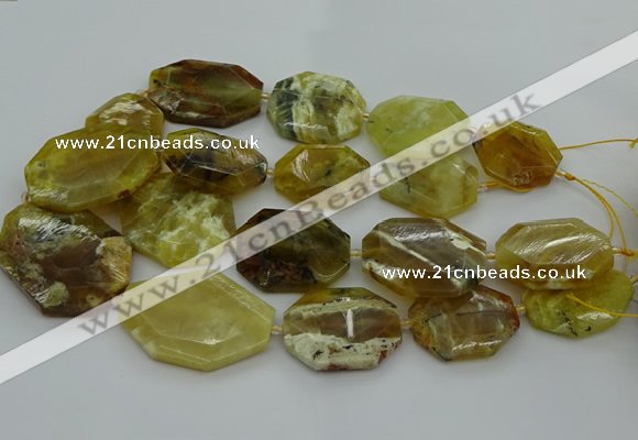 CNG5085 20*30mm - 25*45mm freeform yellow & green opal beads