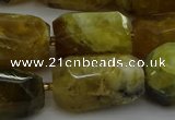 CNG5087 13*18mm - 15*25mm faceted nuggets yellow & green opal beads