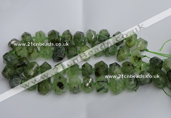 CNG5202 12*16mm - 15*20mm faceted nuggets green rutilated quartz beads