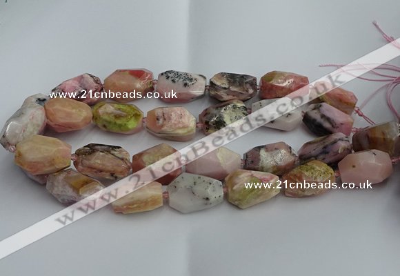 CNG5206 13*18mm - 15*25mm faceted nuggets pink opal gemstone beads