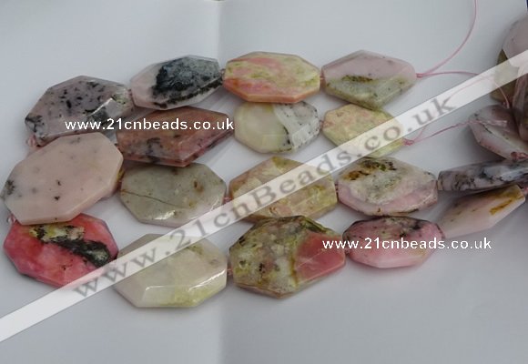 CNG5207 15.5 inches 20*30mm - 25*45mm freeform pink opal gemstone beads