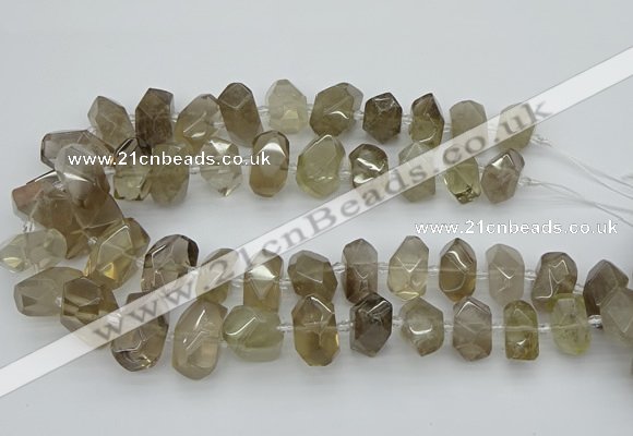 CNG5213 15.5 inches 12*16mm - 15*20mm faceted nuggets smoky quartz beads