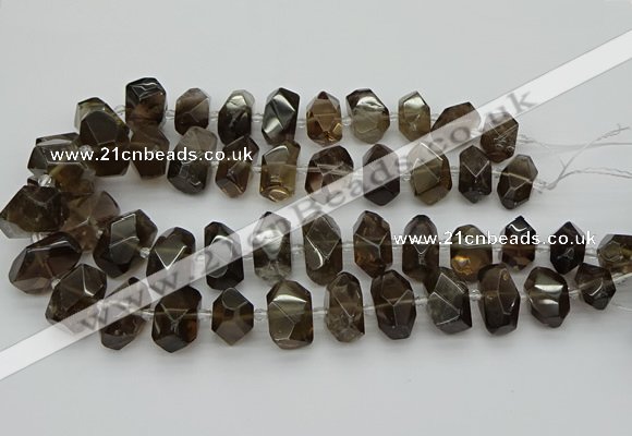 CNG5214 15.5 inches 12*16mm - 15*20mm faceted nuggets smoky quartz beads