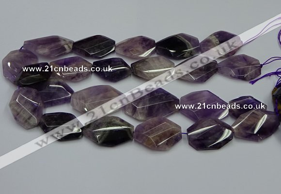 CNG5264 20*30mm - 22*35mm faceted freeform dogtooth amethyst beads