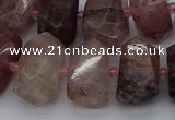 CNG5274 12*16mm - 15*20mm faceted nuggets strawberry quartz beads