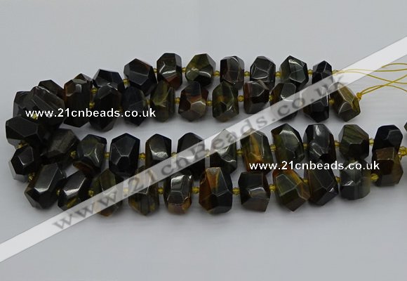 CNG5275 15.5 inches 12*16mm - 15*20mm faceted nuggets blue tiger eye beads