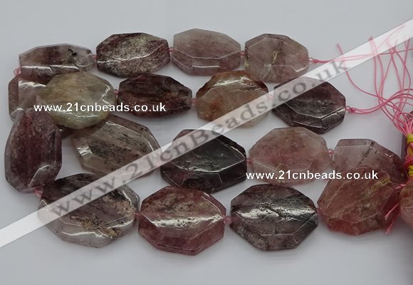 CNG5285 20*30mm - 35*45mm faceted freeform strawberry quartz beads