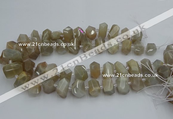 CNG5300 15.5 inches 12*16mm - 15*20mm faceted nuggets moonstone beads