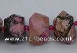 CNG5326 15.5 inches 12*16mm - 15*20mm faceted nuggets rhodonite beads