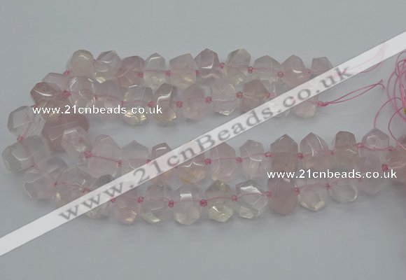 CNG5366 15.5 inches 12*16mm - 15*20mm faceted nuggets rose quartz beads