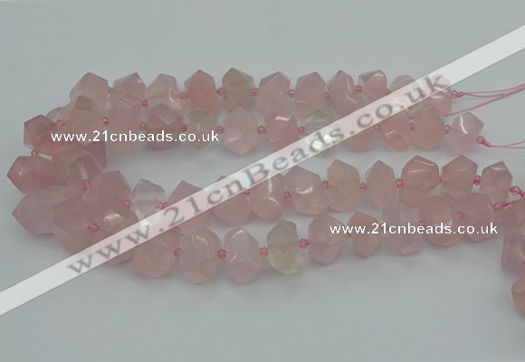 CNG5367 15.5 inches 12*16mm - 15*20mm faceted nuggets rose quartz beads