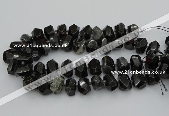 CNG5368 12*16mm - 15*20mm faceted nuggets black tourmaline beads