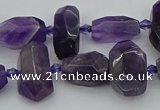 CNG5370 15.5 inches 10*15mm - 15*25mm faceted nuggets amethyst beads