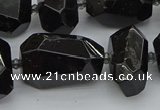 CNG5373 12*16mm - 18*25mm faceted nuggets black tourmaline beads