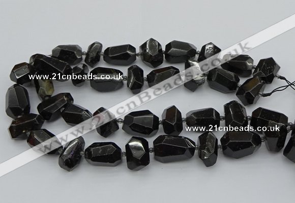 CNG5373 12*16mm - 18*25mm faceted nuggets black tourmaline beads